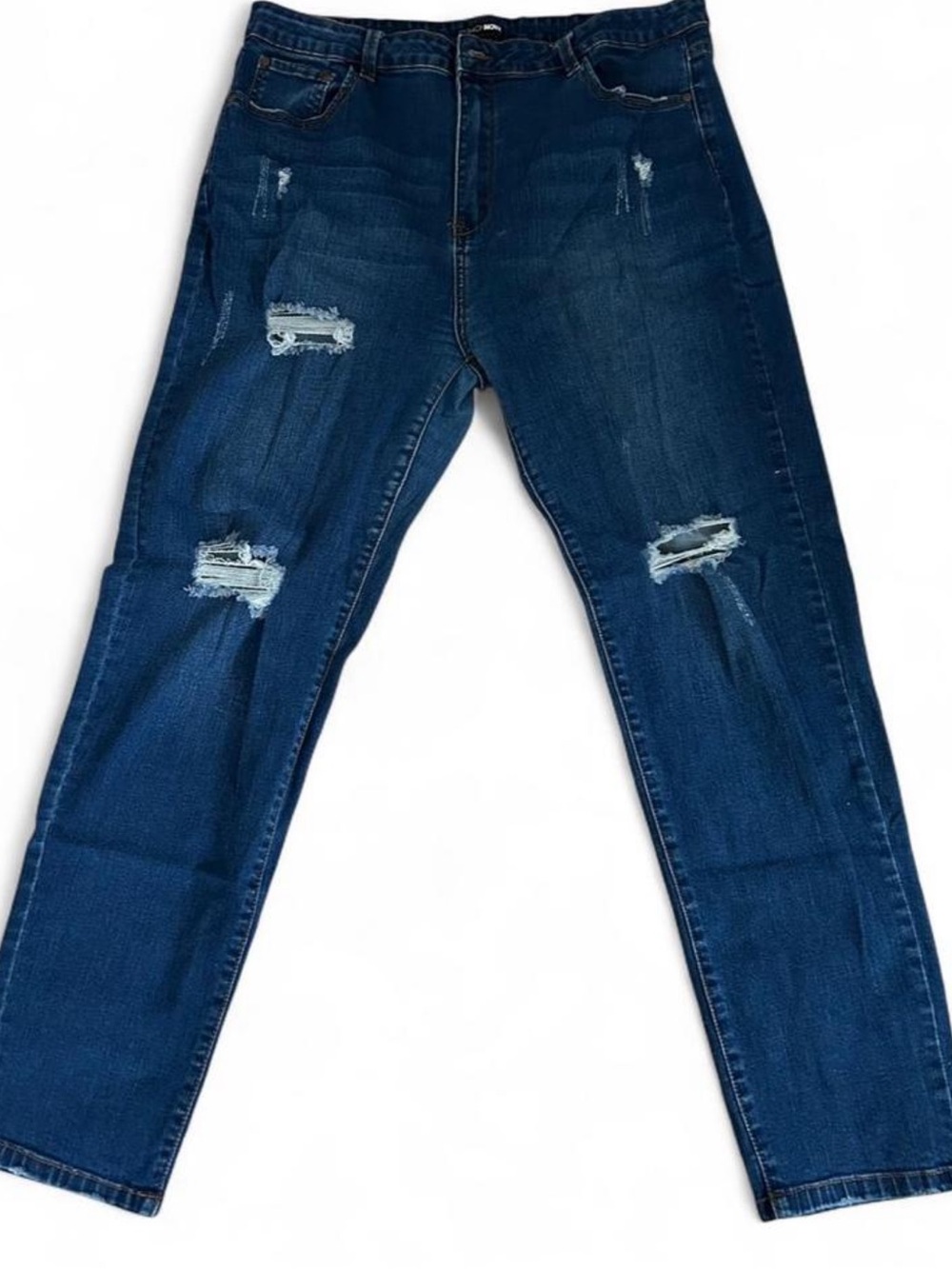 Fashion Nova Women's Skinny Distressed Dark Blue Jeans